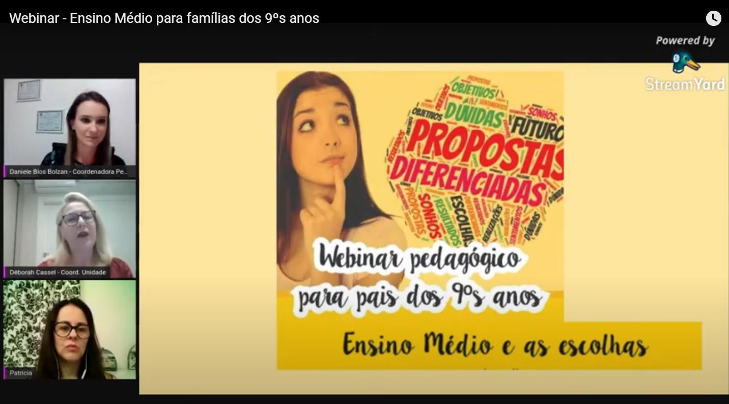 Famílias esclarecem dúvidas sobre o Ensino Médio em webinar com o Núcleo Pedagógico