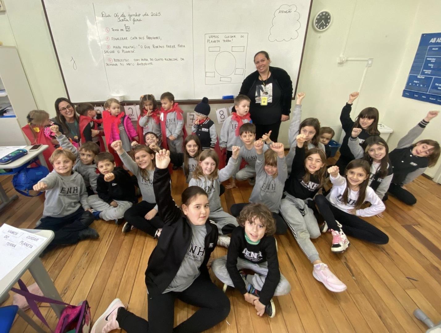 Kindergarten 3A da Unidade Pindorama visita a turma dos Monitores Ecológicos