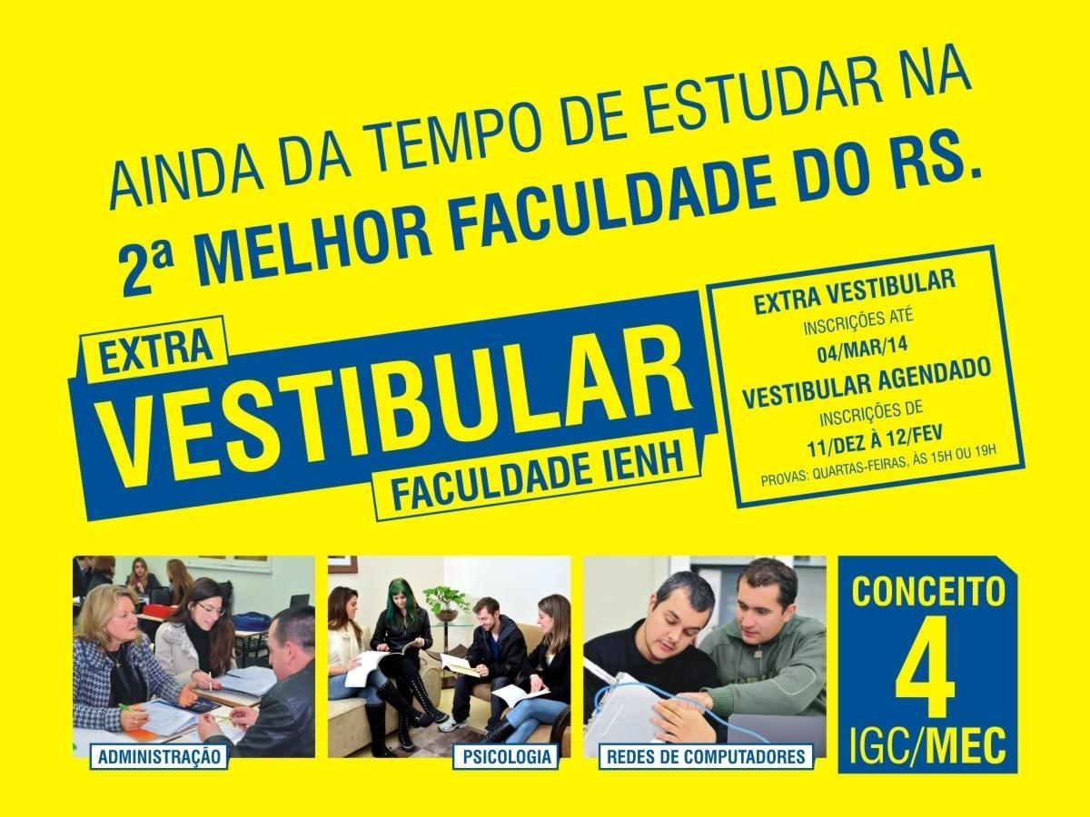 Faculdade IENH com inscrições abertas para o Vestibular