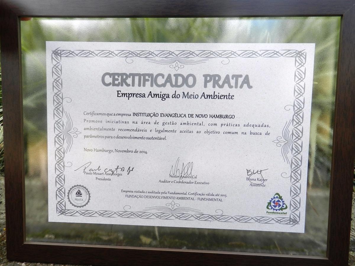 IENH conquista o certificado de prata no prêmio “Empresa Amiga do Meio Ambiente”