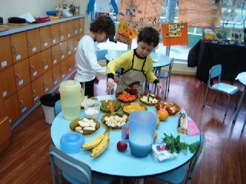 Estudantes do Nível 5A conversam com nutricionista e fazem lanche especial