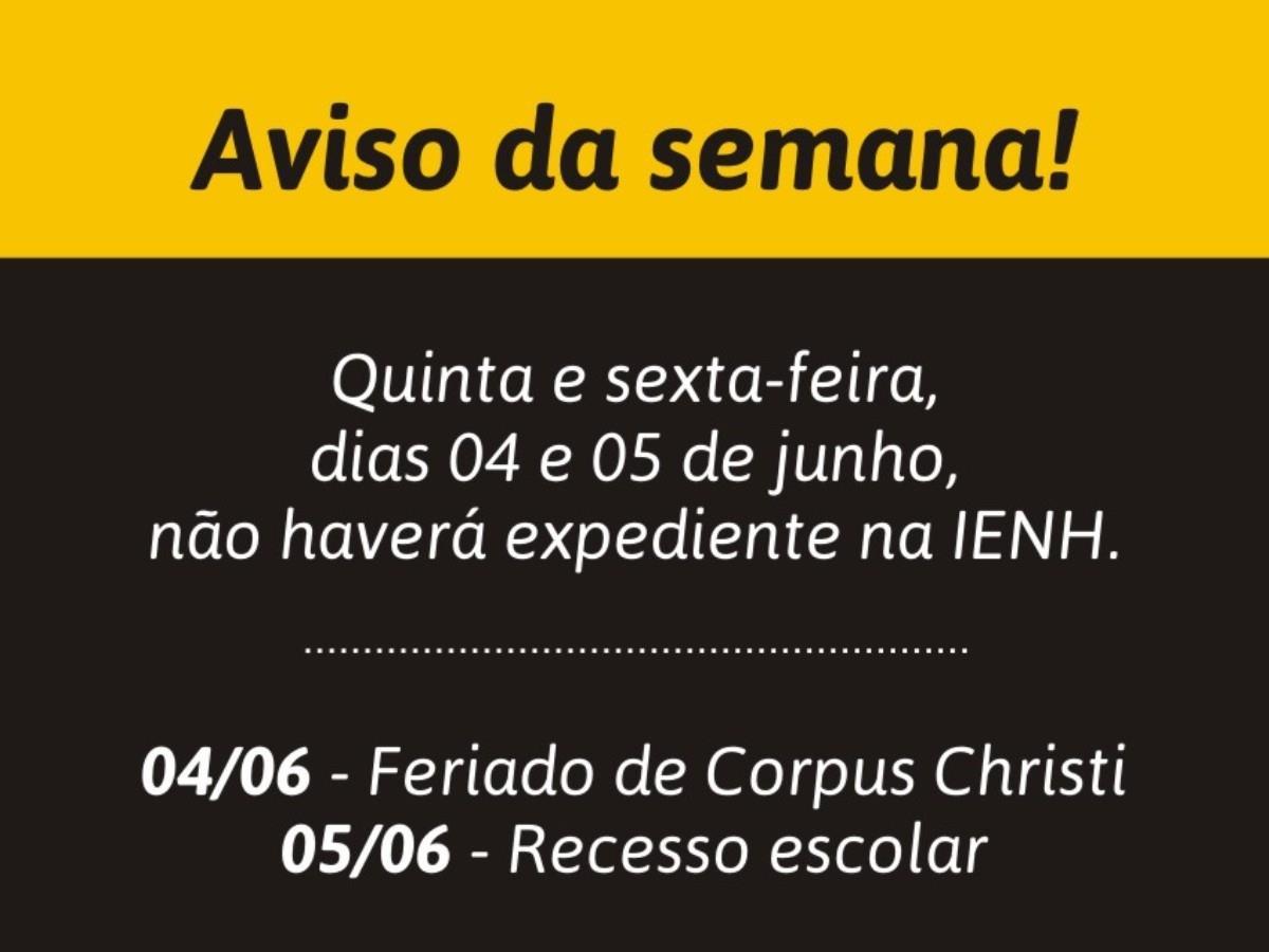 Feriado de Corpus Christi na IENH